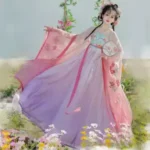 Yunfangxiu Authentic Original Hanfu Women's Tang Dynasty Style Hezi Skirt, Ethereal Embroidered Wide-Sleeved Shirt, Student Performance Daily Set