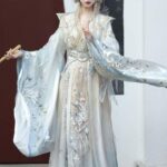 Original Hanfu, Wei-Jin style modified Tang dynasty style, high-waisted embroidered, heavy-duty, ethereal embroidered, wide-sleeved, new spring/summer set, Yao Guang - Image 7