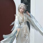 Original Hanfu, Wei-Jin style modified Tang dynasty style, high-waisted embroidered, heavy-duty, ethereal embroidered, wide-sleeved, new spring/summer set, Yao Guang - Image 5