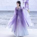 Plus-size 200-pound chubby woman's embroidered Hanfu, Tang style, ancient style, spring and autumn, everyday slimming, wide-sleeved shirt and skirt.