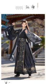 Original Hanfu Men's Clothing Chinese Style Ancient Costume Martial Arts Fantasy Dark Cool Hanfu Cross-collar Robe Film and Television Cosplay Costume - Image 5