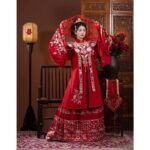 Plus-size Hanfu for women weighing 200 jin (approximately 100 catties), Ming Dynasty style heavy embroidery wedding dress, red stand-up collar shirt, cloud shoulder and horse-face skirt. - Image 5