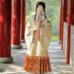 Original Ming Dynasty Hanfu for Women: Stand-up Collar Long Shirt with Heavy Embroidery, Cloud Shoulder, and Horse-face Skirt - New Autumn/Winter Style