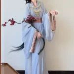 Hanfu Warring States Period Robe Restoration Style, Cross-Collar Straight Hem, Double-Layer, Large Quantity, Adult Complete Set, Everyday Wear, Super Ethereal, Train - Image 4