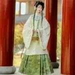 Original Ming Dynasty Hanfu for Women: Stand-up Collar Long Shirt with Heavy Embroidery, Cloud Shoulder, and Horse-face Skirt - New Autumn/Winter Style - Image 3